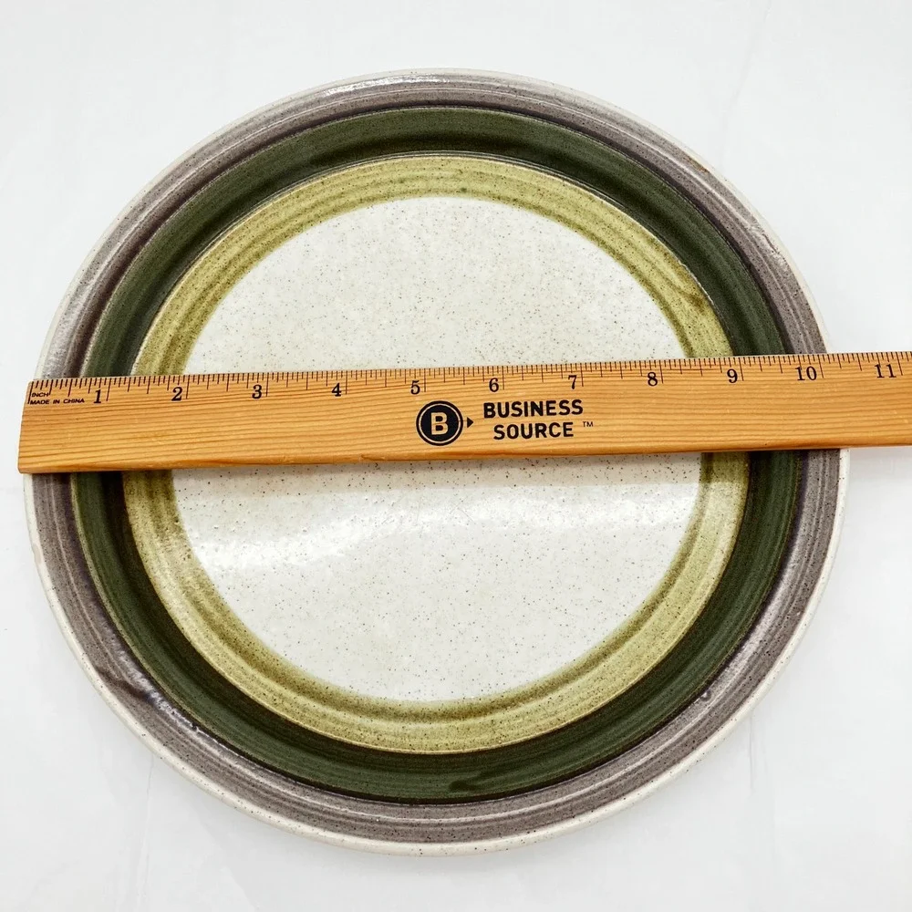 Shannon Dinner Plate Aran Stone Rheinstone 10.5in Green Brown Vintage Ireland
